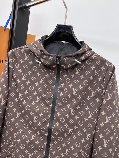 LV DOUBLE-SIDED JACKET BLACK AND BROWN 239023