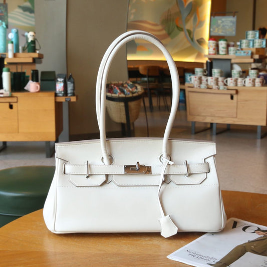 HM Shoulder Birkin 40cm White Clemence Leather Silver Hardware