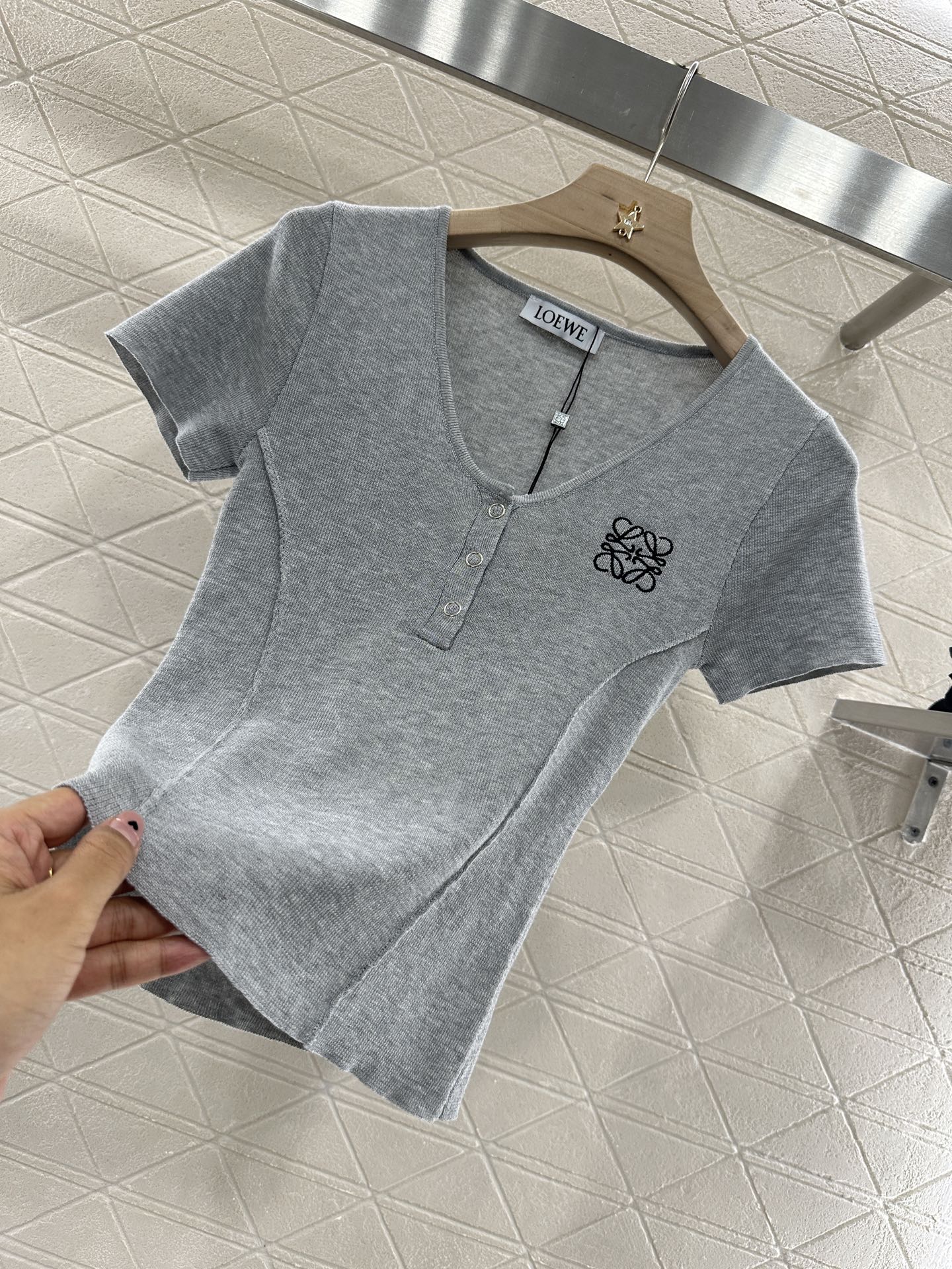 Loewe 25 T-Shirt V-Neck Grey Cotton