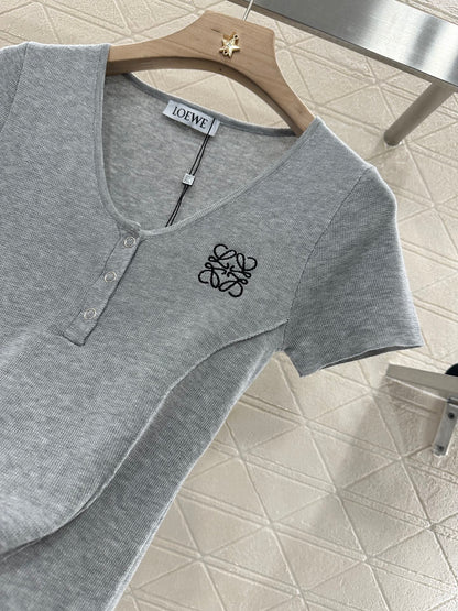 Loewe 25 T-Shirt V-Neck Grey Cotton