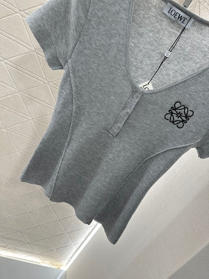 Loewe 25 T-Shirt V-Neck Grey Cotton