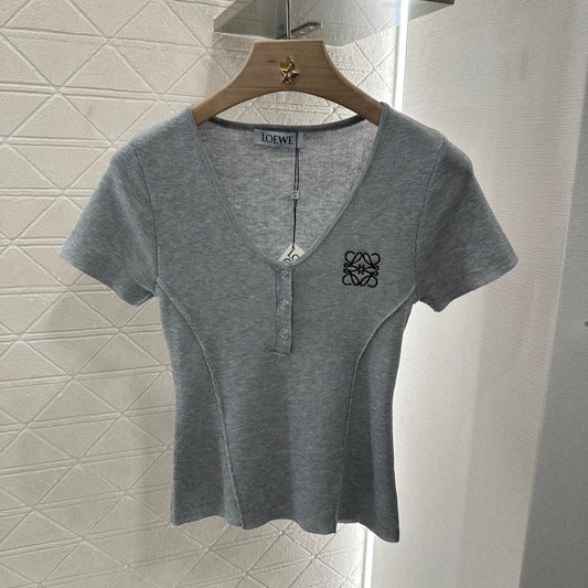 Loewe 25 T-Shirt V-Neck Grey Cotton