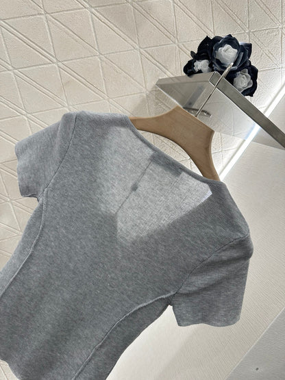Loewe 25 T-Shirt V-Neck Grey Cotton