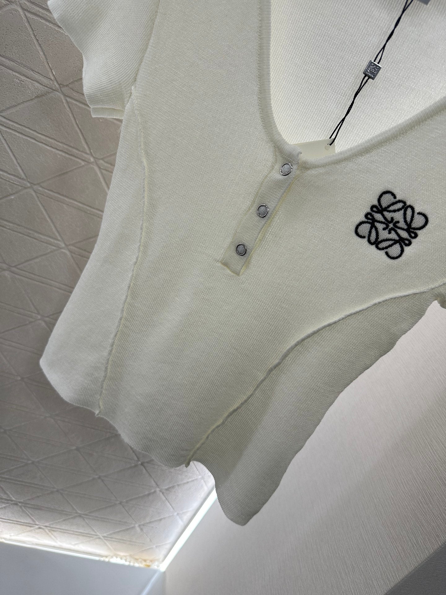 Loewe 25 T-Shirt V-Neck White Cotton