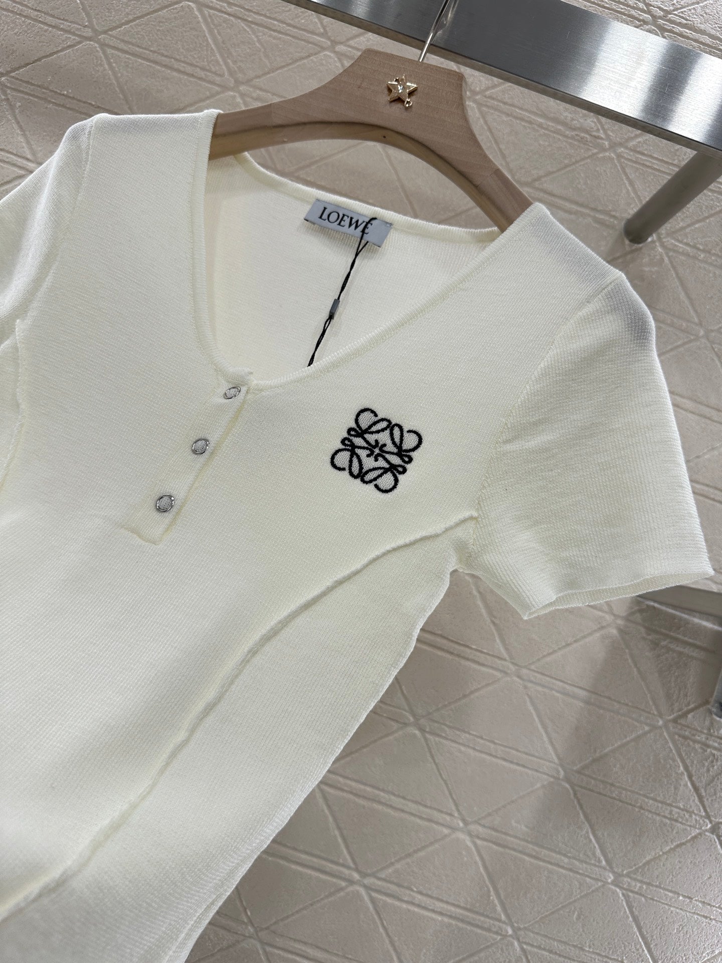 Loewe 25 T-Shirt V-Neck White Cotton