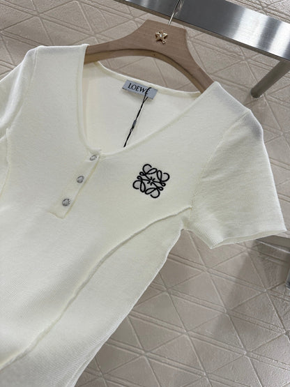 Loewe 25 T-Shirt V-Neck White Cotton