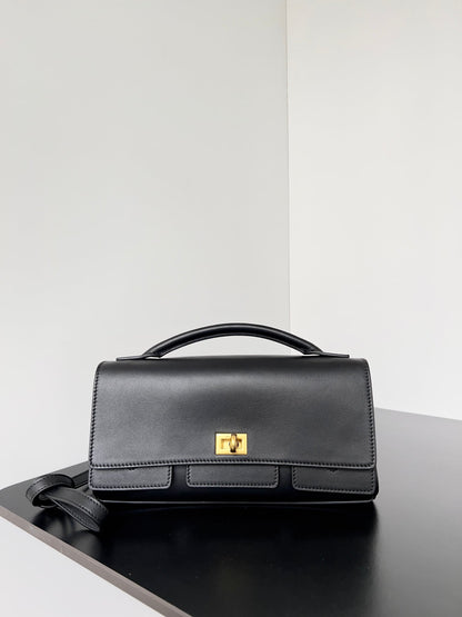 BEL AIR CLUTCH 27 IN BLACK NAPPA LAMBSKIN GOLD HARDWARE