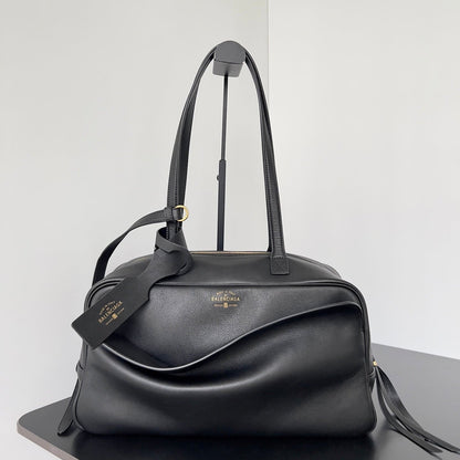 Balenciaga Carrie bowling ball bag black lambskin