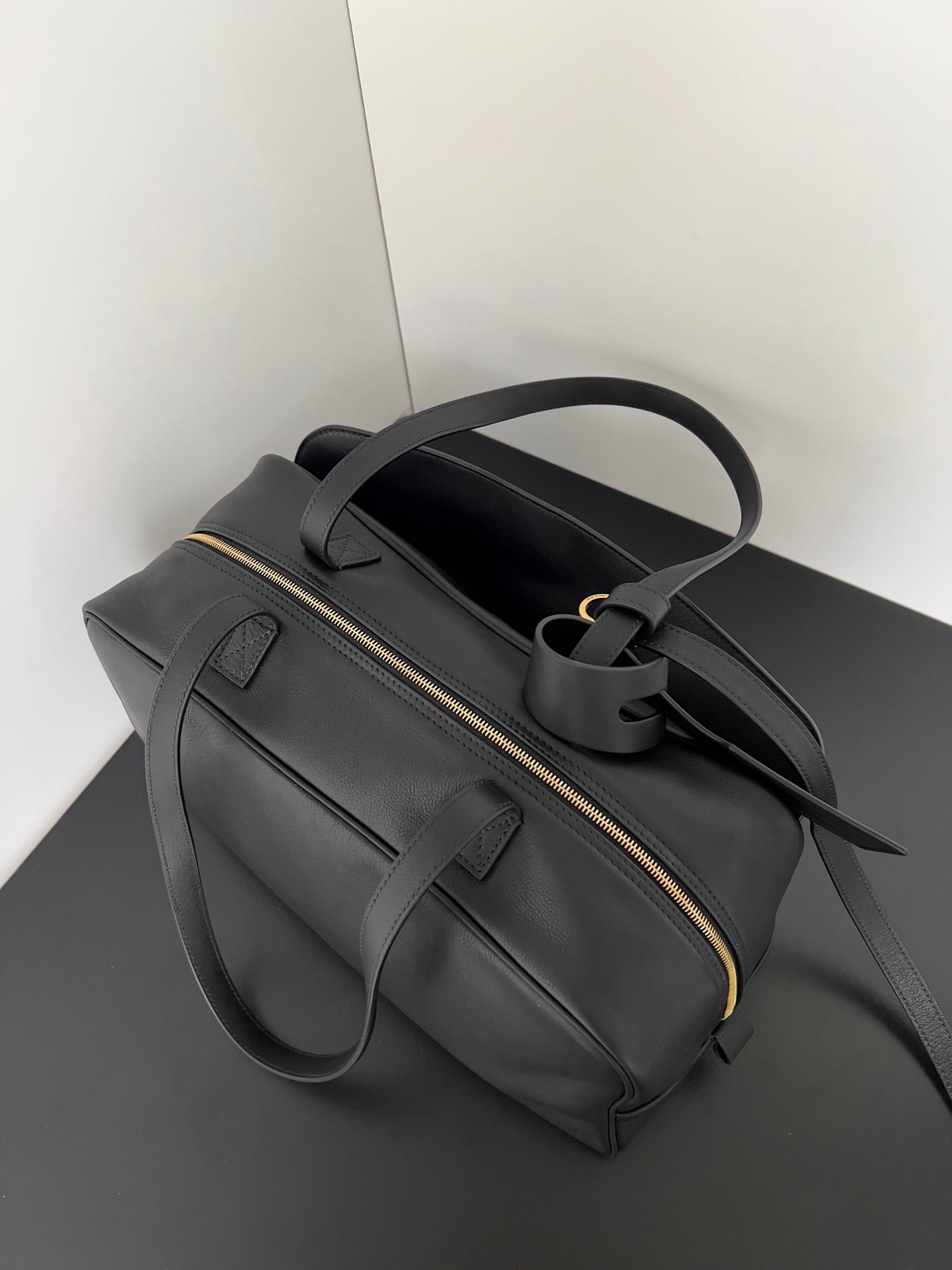 Balenciaga Carrie bowling ball bag black lambskin