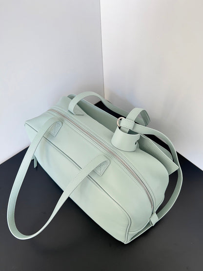 Balenciaga Carrie bowling ball bag pastel mint green lambskin