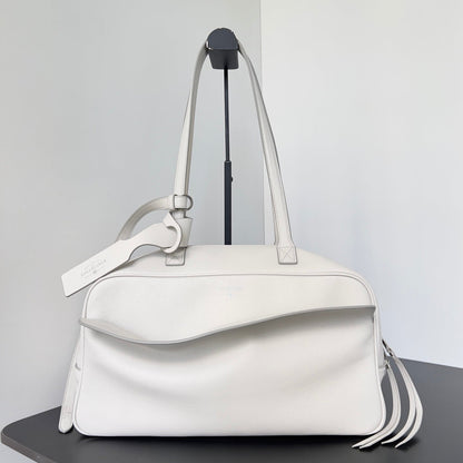 Balenciaga Carrie bowling ball bag white lambskin
