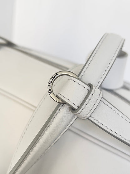 Balenciaga Carrie bowling ball bag white lambskin