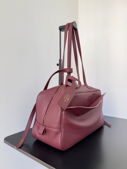 Balenciaga Carrie bowling ball bag wine red lambskin