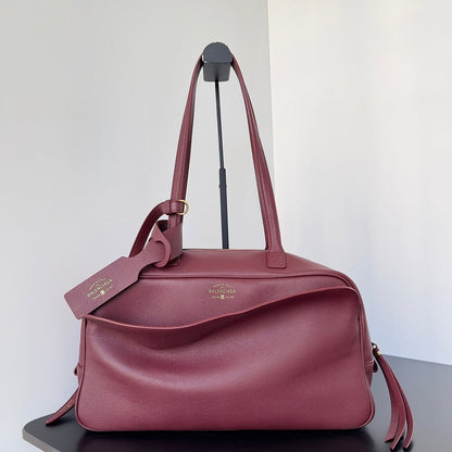 Balenciaga Carrie bowling ball bag wine red lambskin