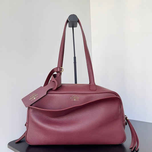 Balenciaga Carrie bowling ball bag wine red lambskin