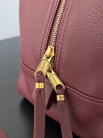 Balenciaga Carrie bowling ball bag wine red lambskin