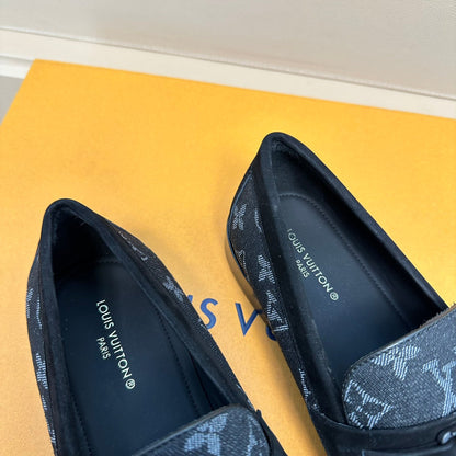 LV MAJOR LOAFERS IN BLACK MONOGRAM DENIM