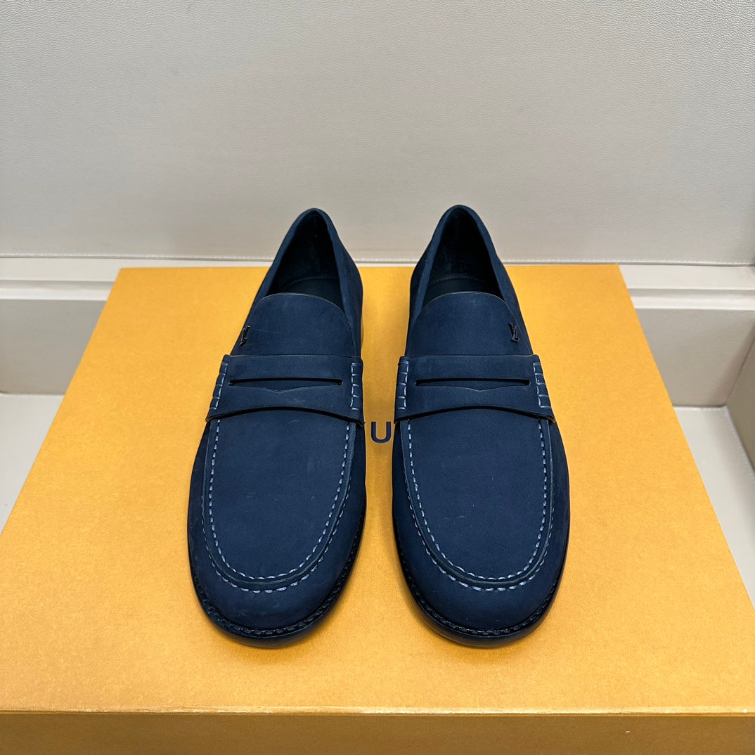 LV MAJOR LOAFERS IN NAVY BLUE SUEDE CALFSKIN