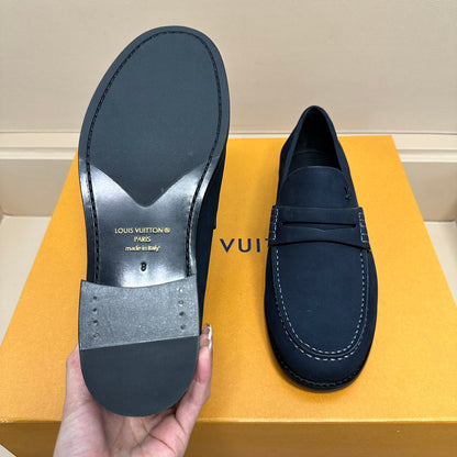 LV MAJOR LOAFERS IN NAVY BLUE SUEDE CALFSKIN