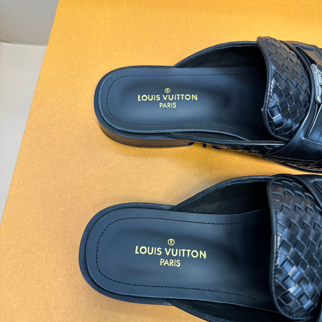 LV EASY MULE IN MINI DAMIER BLACK CALFSKIN
