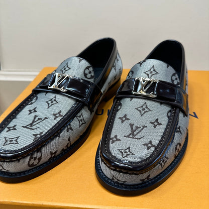 LV LOAFERS IN GREY MONOGRAM JACQUARD