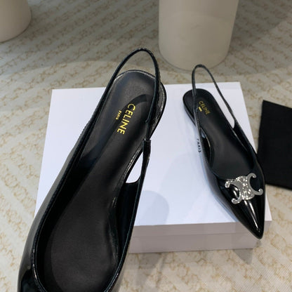 ALMA TRIOMPHE SLINGBACK IN GROS-GRAIN GLOSSY BLACK