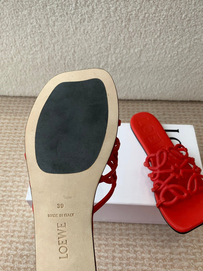 Loewe 25 Petal Anagram Slides Red Cowhide