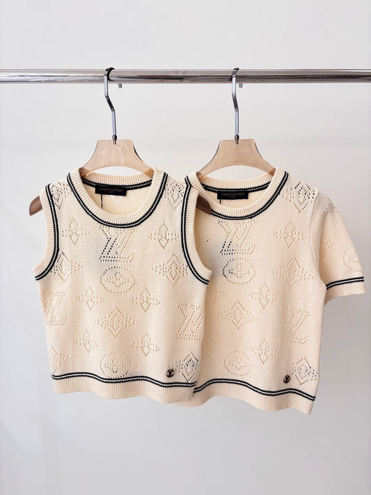 LV 25 T- Shirt and Tank Top Champagne Cream Wool 232733