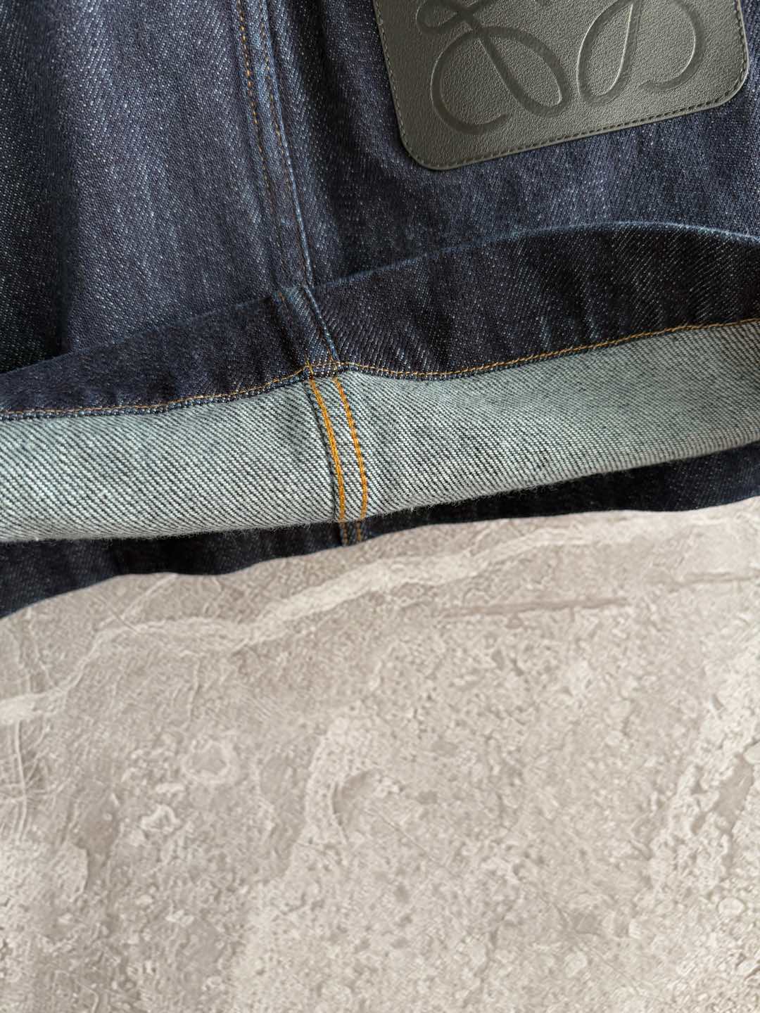 Loewe Pocket Leather Skirt Dark Blue Denim Cotton