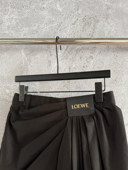 Loewe Draped Skirt Brown Polyester Fiber