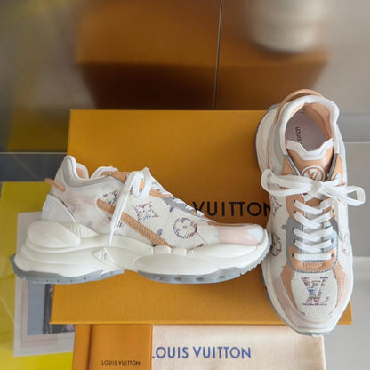 LV Run 55 Sneaker 55mm White Mix Brown Beige Monogram Jacquard Fabric