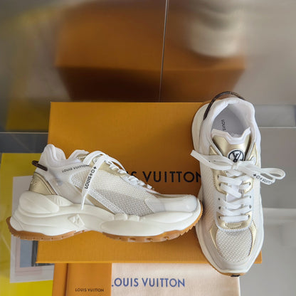 LV Run 55 Sneaker 55mm White Mix Gold Polyester Mesh Fabric