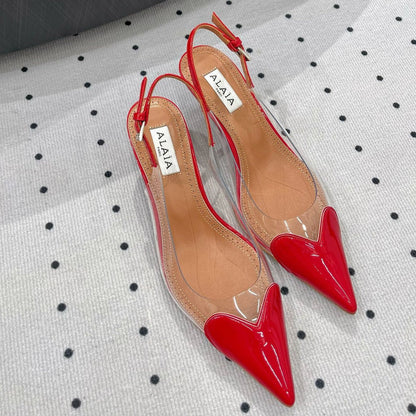 Alaila Le Cœur Slingbacks 60mm In Red Glossy Lambskin 954825