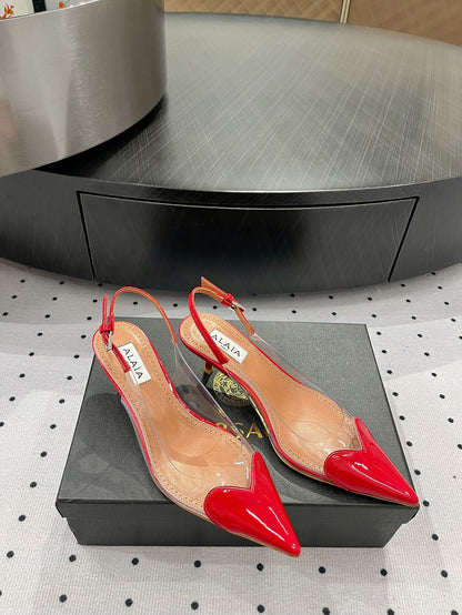 Alaila Le Cœur Slingbacks 60mm In Red Glossy Lambskin 954825