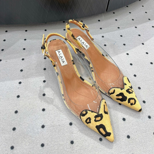 Alaila Le Cœur Slingbacks 60mm In Light Yellow Glossy Lambskin 954831