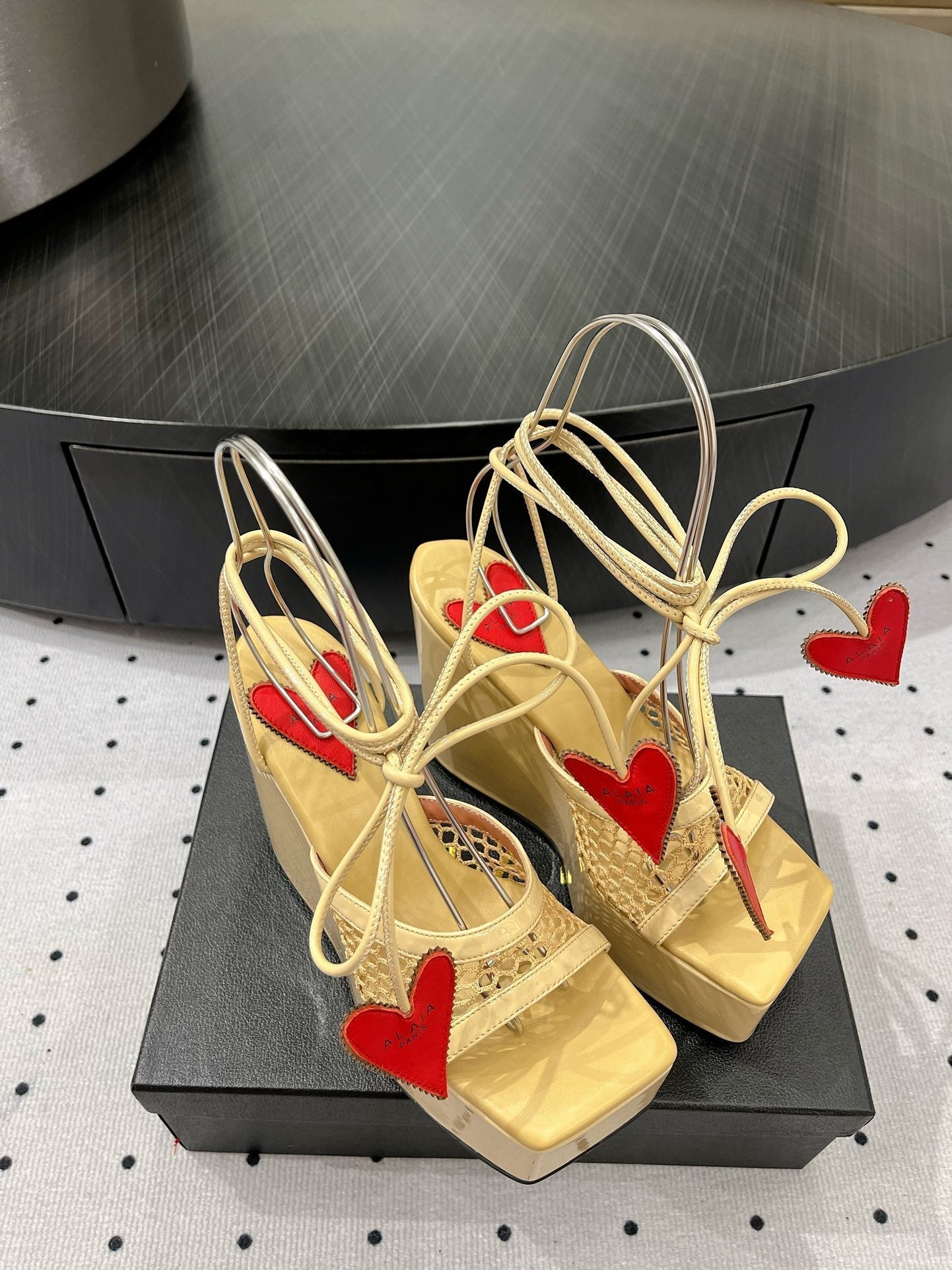 Alaila High Sandal 115mm In Light Yellow Mesh Fabric  954860