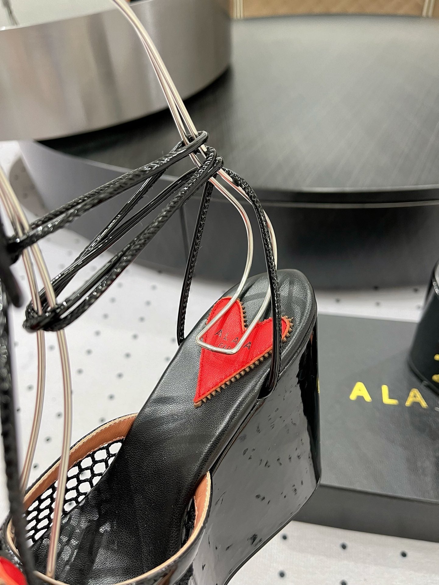 Alaila High Sandal 115mm In Black Mesh Fabric 954864