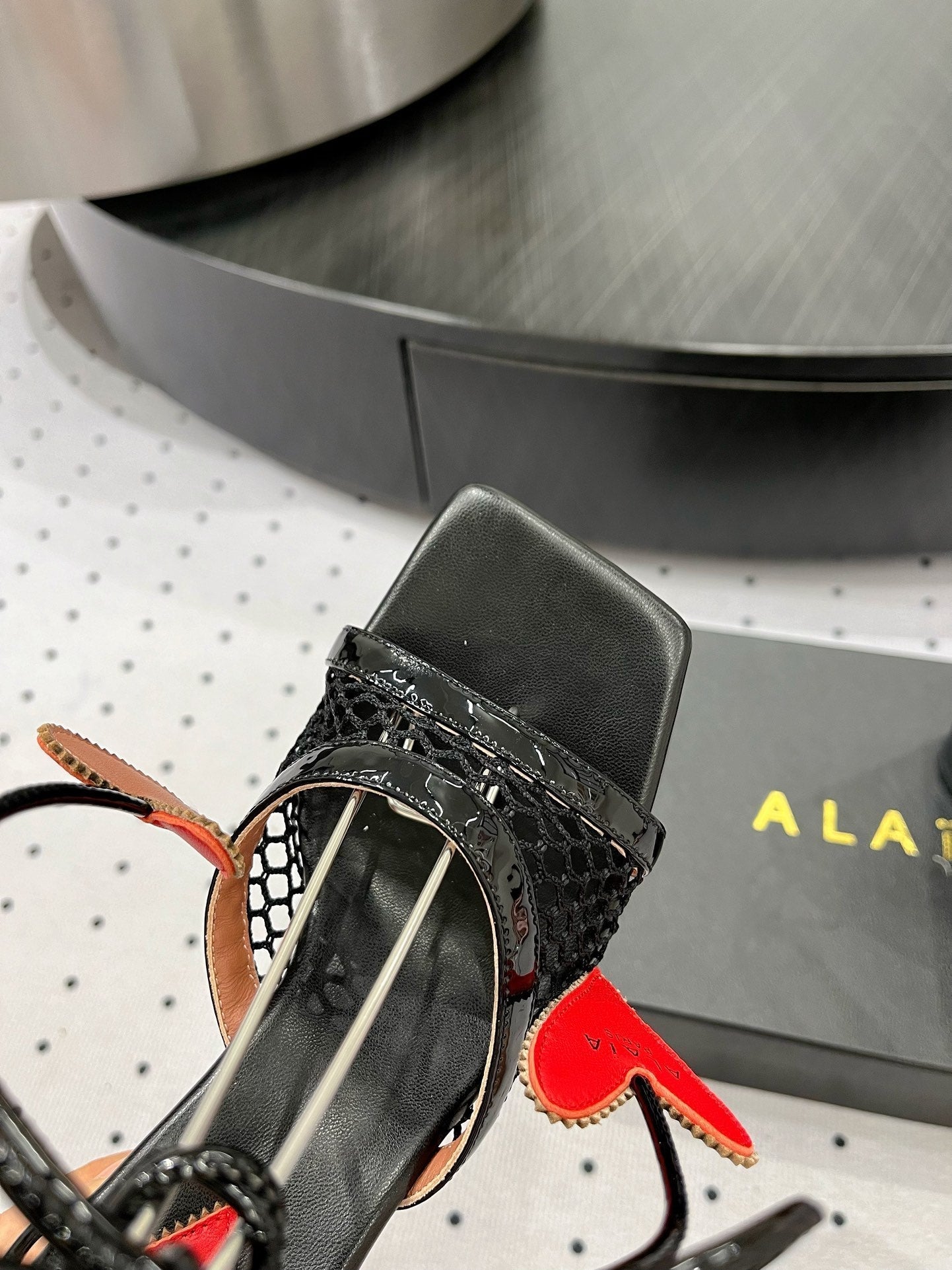 Alaila High Sandal 115mm In Black Mesh Fabric 954864