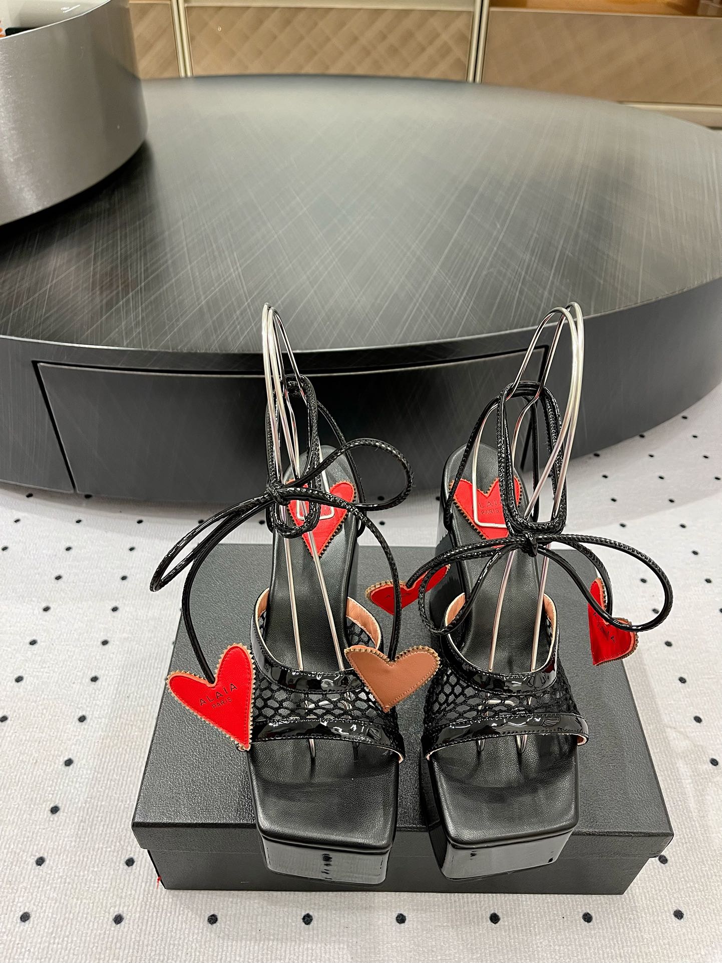 Alaila High Sandal 115mm In Black Mesh Fabric 954864