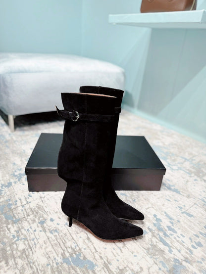 Alaila High Boots 45mm In Black Suede  887964