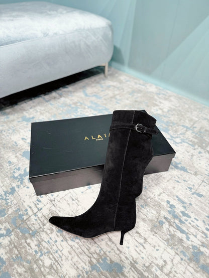 Alaila High Boots 45mm In Black Suede  887964