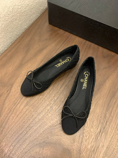 CC 25 Ballet Flat Black Fabric Grosgrain