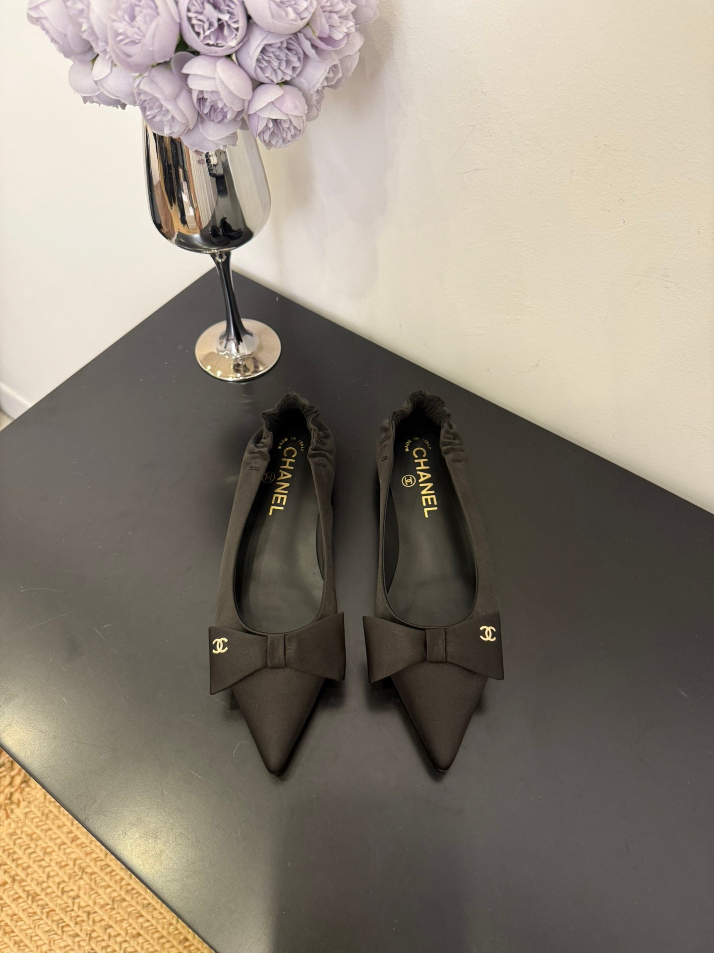 CC 25 Ballet Flats Black Lamskin 330773