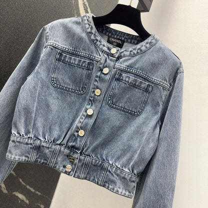 CC 25 Distressed Denim Jacket Blue Cotton