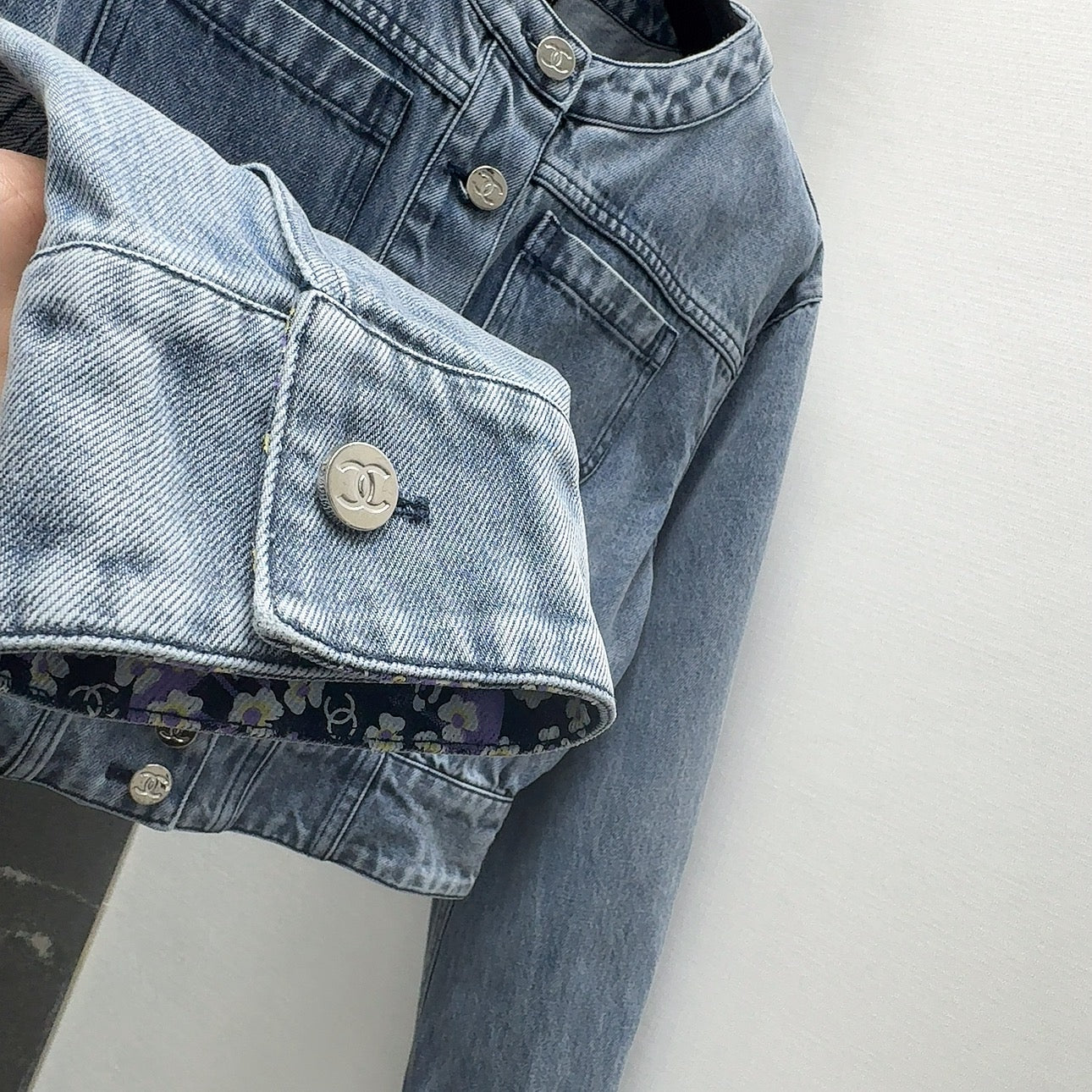 CC 25 Distressed Denim Jacket Blue Cotton