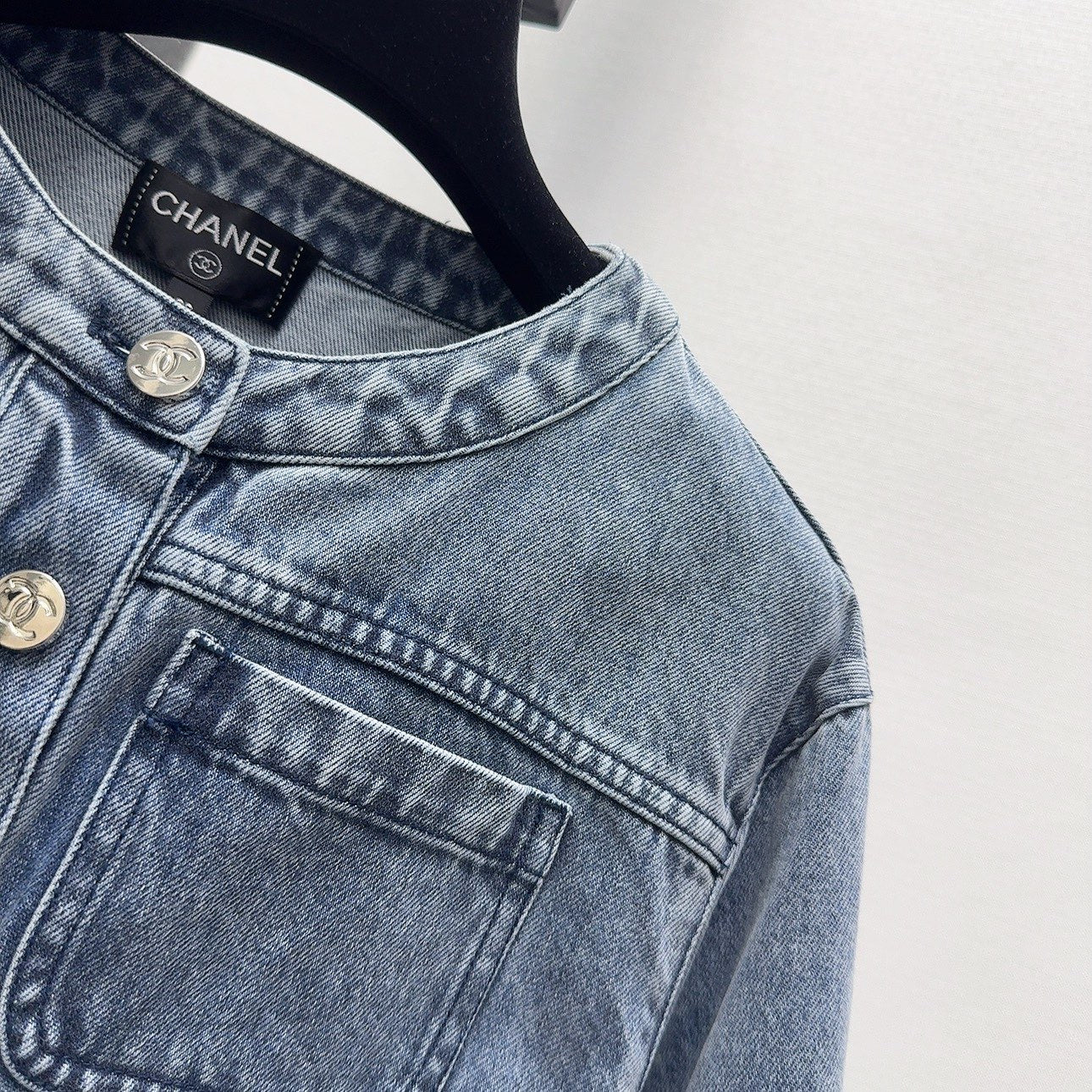 CC 25 Distressed Denim Jacket Blue Cotton