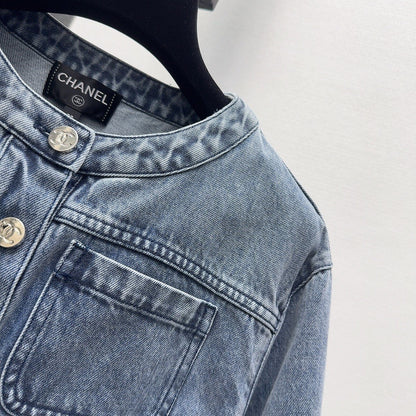 CC 25 Distressed Denim Jacket Blue Cotton