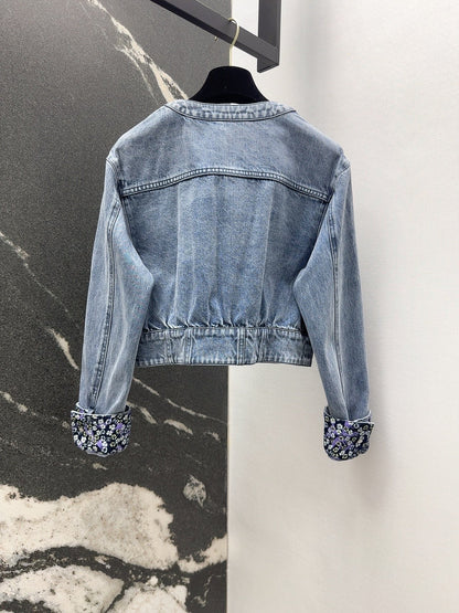 CC 25 Distressed Denim Jacket Blue Cotton