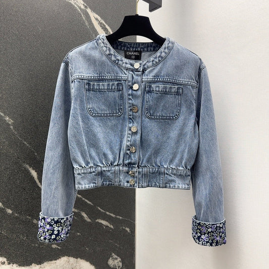CC 25 Distressed Denim Jacket Blue Cotton