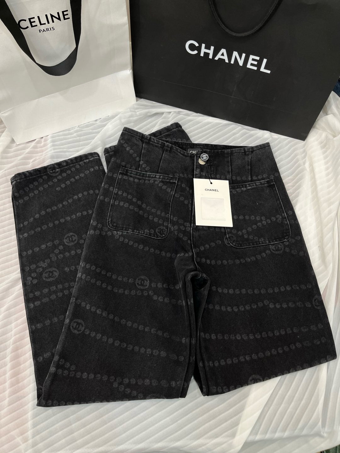 CC 25 Jean Printed Black White Washed Denim